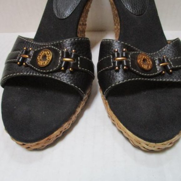 *Joan And David Brown Open Toe Lacquer Wicker - Picture 2 of 7